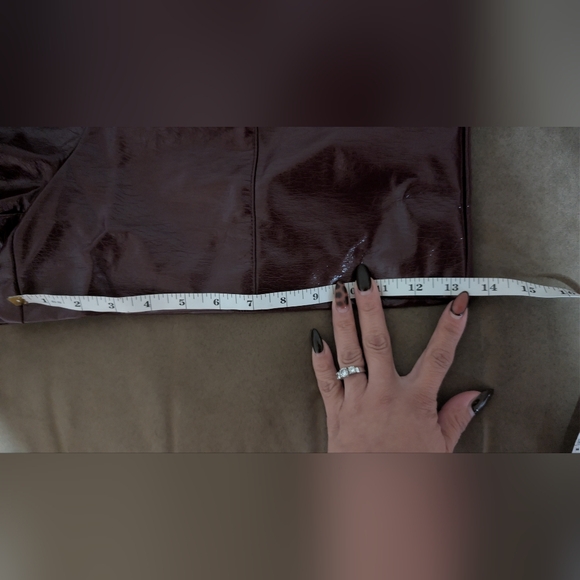 Women's Burgundy Faux Leather Shorts - Picture 9 of 16